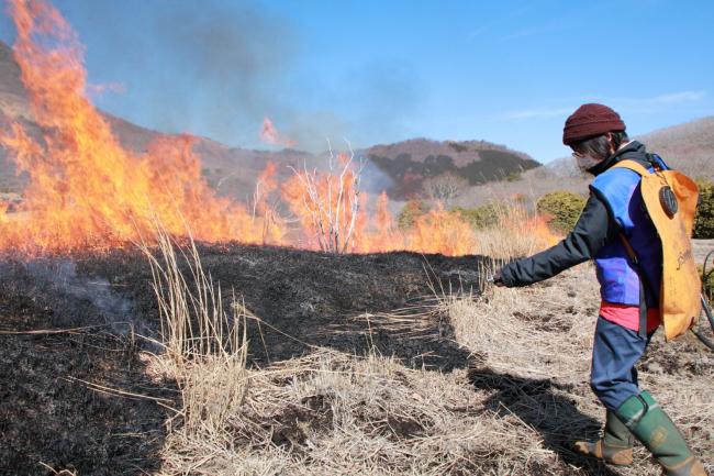 ジェットシューターによる消火作業