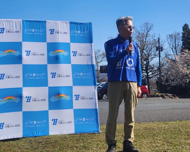 出発式での九州電力大分支店 本田支店長ご挨拶